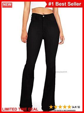 High Waisted Bell Bottom Jeans Stretchy Ripped Flare Denim
